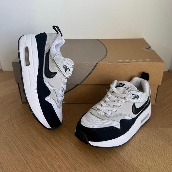 Nike Air Max 1 Easyon White/Black Toddler Sneakers- SZ 11 C - Picture 2 of 12